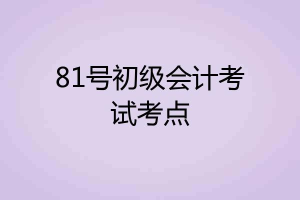 81号初级会计考试考点