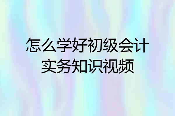 怎么学好初级会计实务知识视频