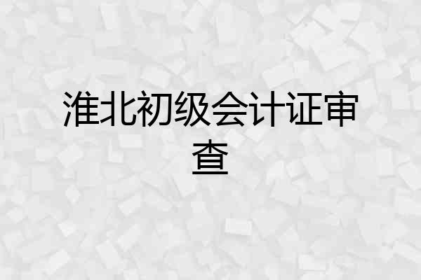 淮北初级会计证审查