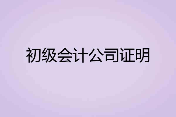 初级会计公司证明