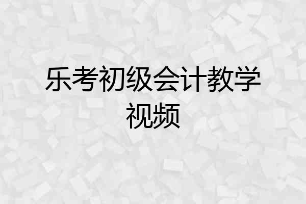 乐考初级会计教学视频