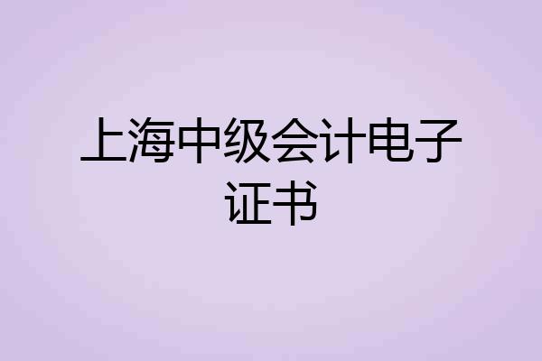 上海中级会计电子证书