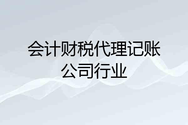 会计财税代理记账公司行业