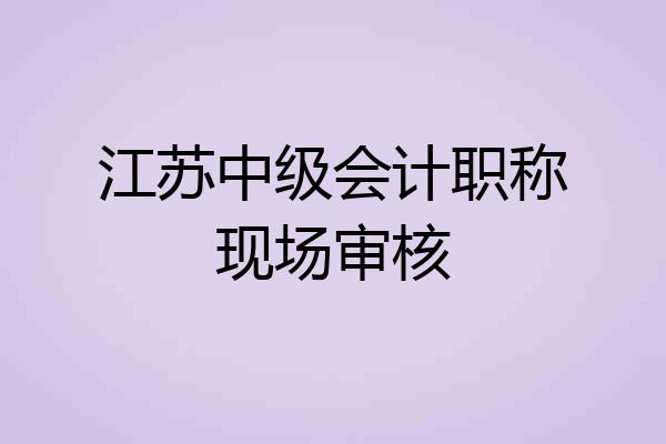 江苏中级会计职称现场审核