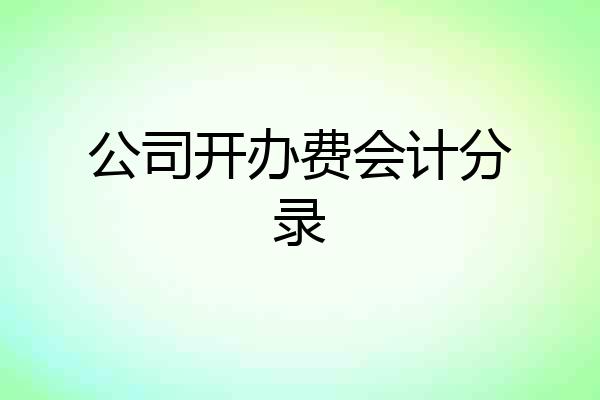 公司开办费会计分录