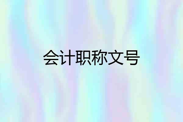 会计职称文号