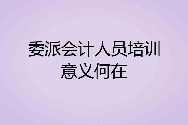 委派会计人员培训意义何在