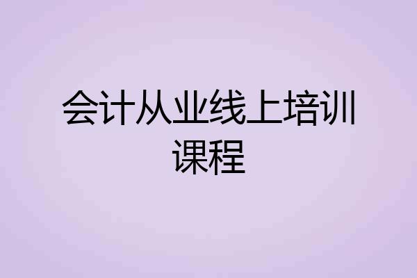 会计从业线上培训课程