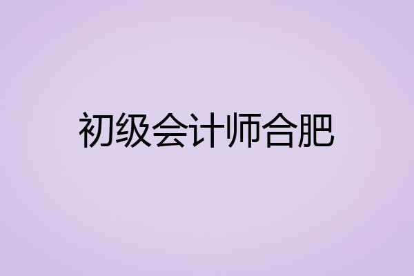 初级会计师合肥