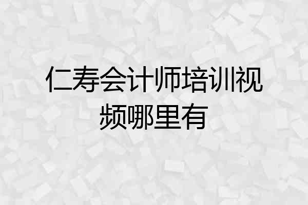 仁寿会计师培训视频哪里有