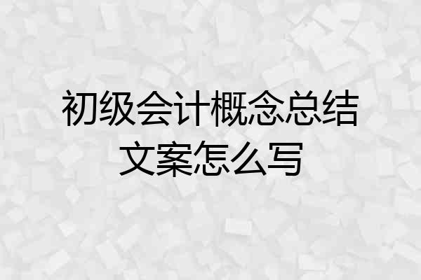 初级会计概念总结文案怎么写