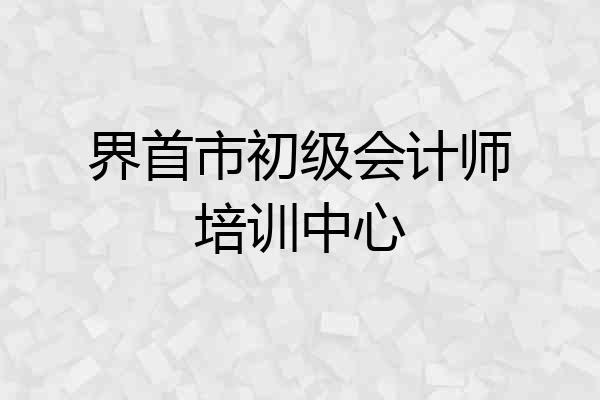 界首市初级会计师培训中心
