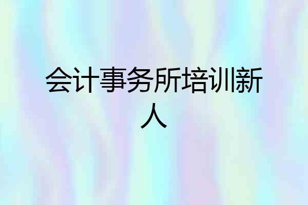 会计事务所培训新人