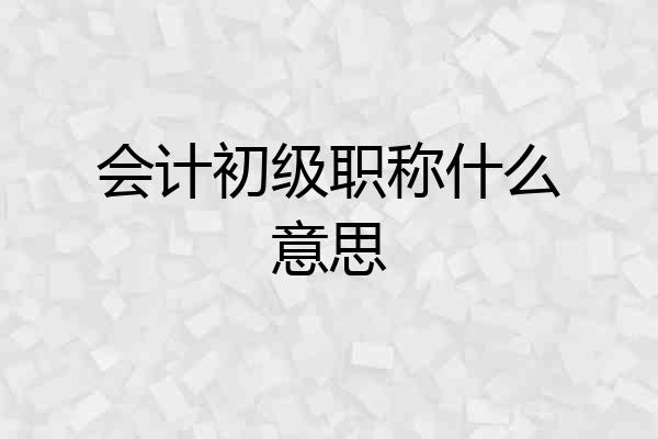 会计初级职称什么意思