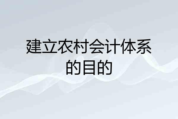 建立农村会计体系的目的