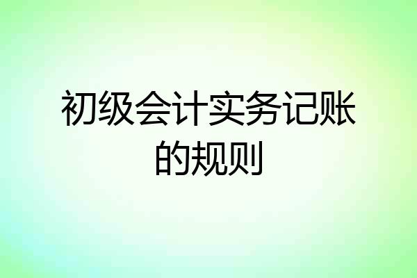初级会计实务记账的规则