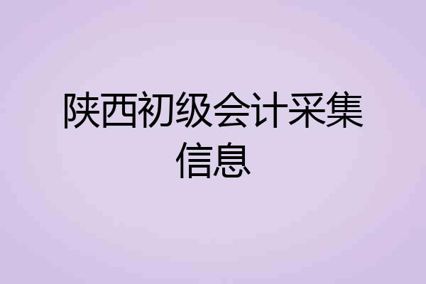 陕西初级会计采集信息