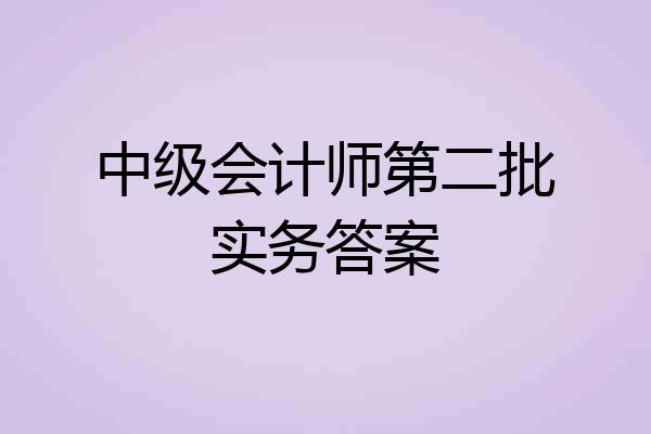 中级会计师第二批实务答案