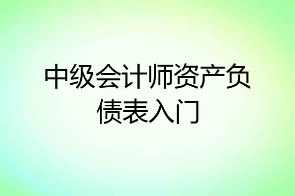 中级会计师资产负债表入门