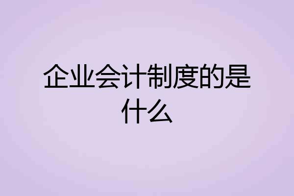企业会计制度的是什么