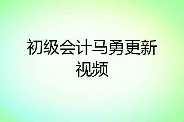 初级会计马勇更新视频
