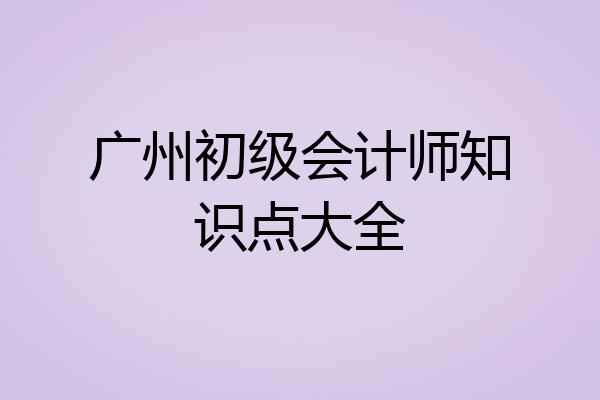 广州初级会计师知识点大全