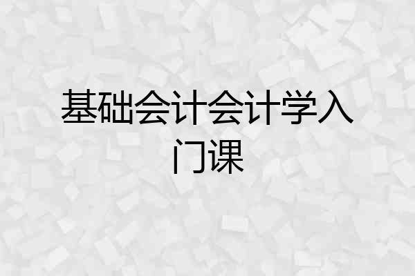 基础会计会计学入门课