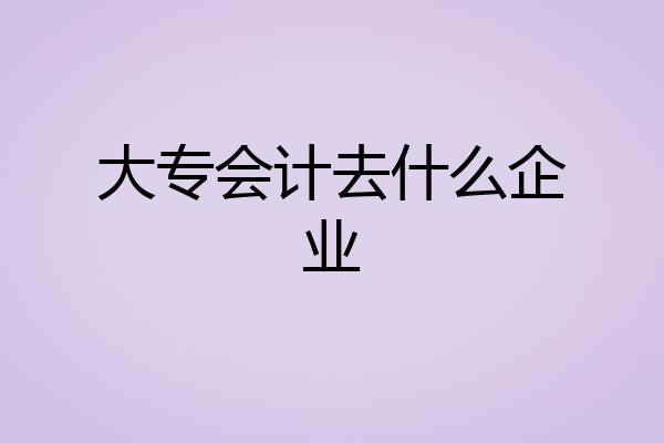 大专会计去什么企业