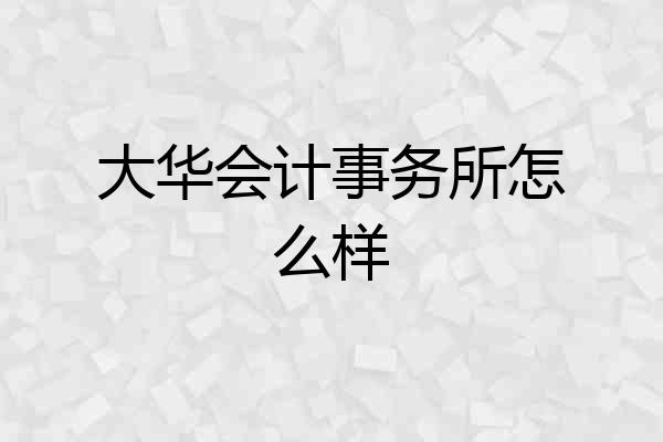 大华会计事务所怎么样