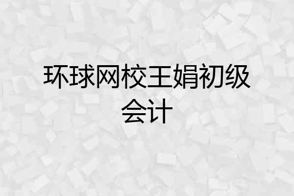 环球网校王娟初级会计