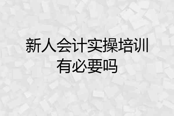 新人会计实操培训有必要吗