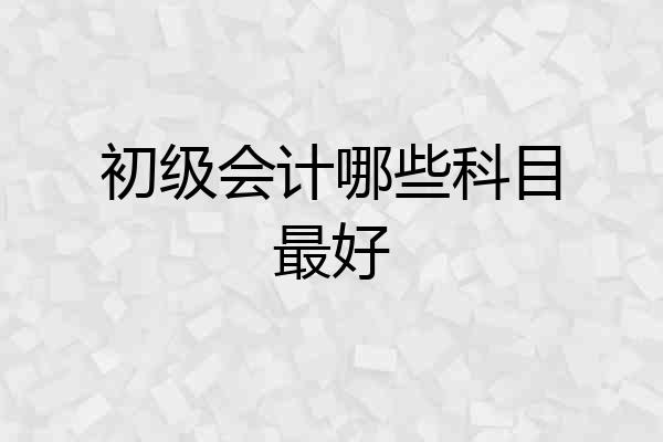 初级会计哪些科目最好