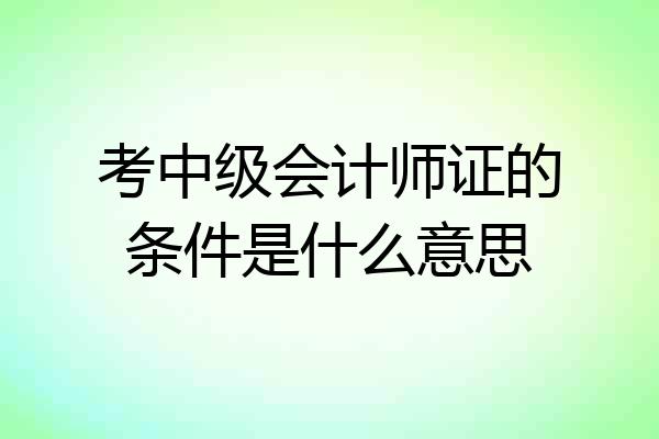 考中级会计师证的条件是什么意思
