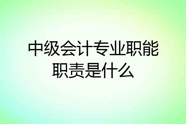 中级会计专业职能职责是什么