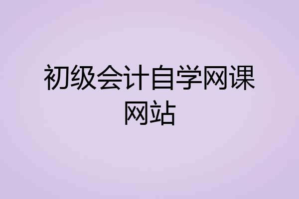 初级会计自学网课网站