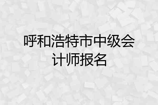 呼和浩特市中级会计师报名
