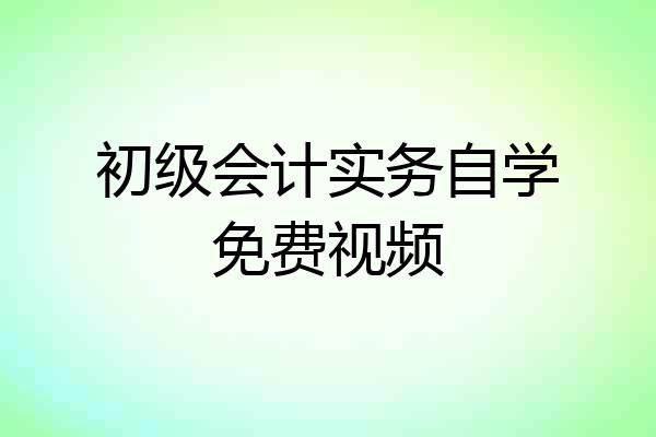 初级会计实务自学免费视频