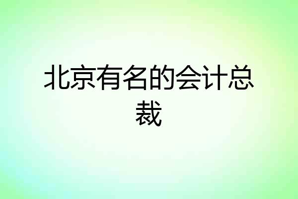 北京有名的会计总裁
