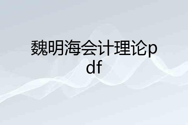 魏明海会计理论pdf