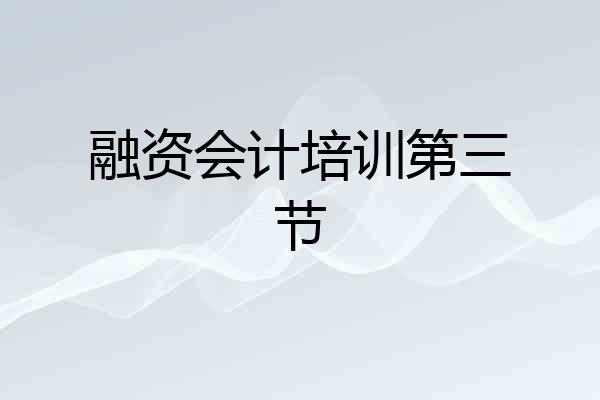 融资会计培训第三节