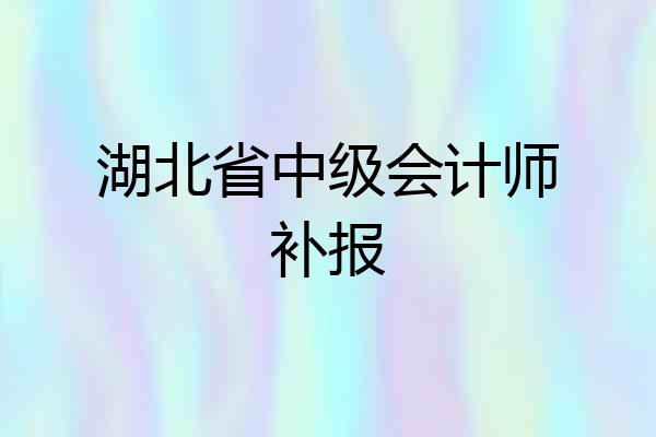 湖北省中级会计师补报