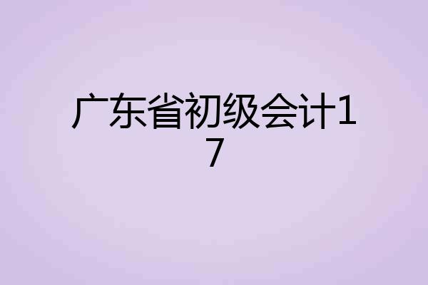 广东省初级会计17