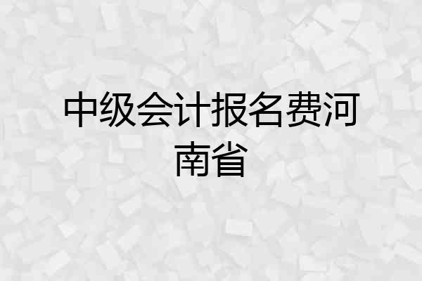 中级会计报名费河南省