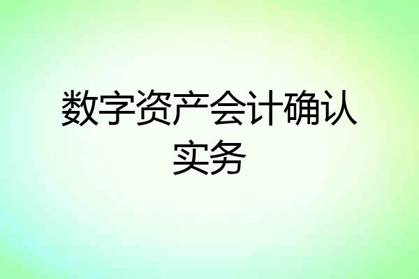 数字资产会计确认实务