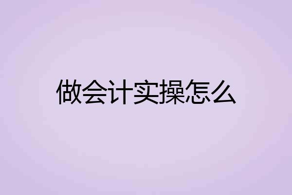 做会计实操怎么