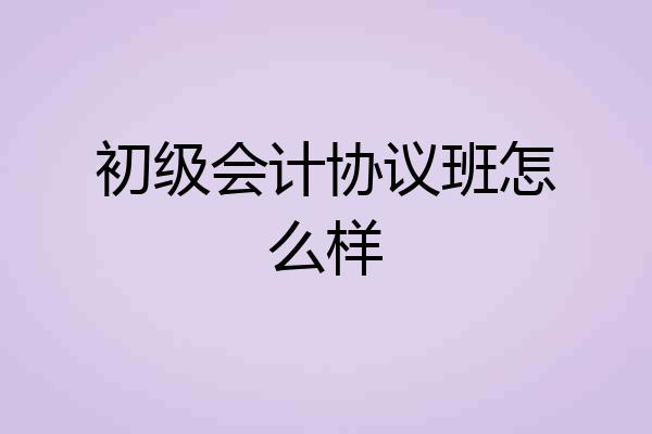 初级会计协议班怎么样