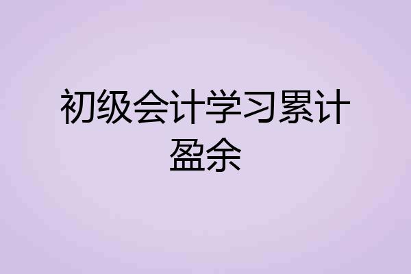 初级会计学习累计盈余