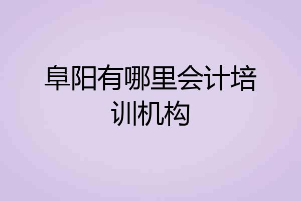 阜阳有哪里会计培训机构