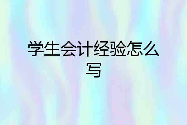 学生会计经验怎么写
