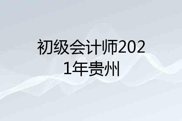 初级会计师2021年贵州